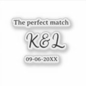 de perfect match koppel naam letter datum blauwe s sticker (Voorkant)