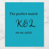 De perfect match koppel naam letter datum blauwe s wijn etiket (Enkel label)