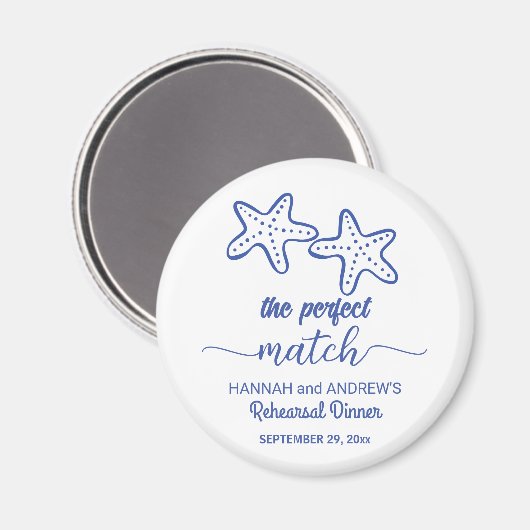 De Perfect Match Zeester Rehearsal Dinner Favor Magneet (Voorkant / Achterkant)