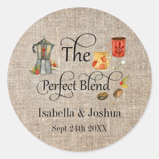 De perfecte bijtende bruine bruidskoffie ronde sticker (Voorkant)