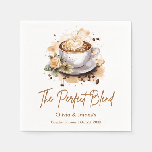 De Perfecte Blend Coffee Huwelijk Koppels Bruiloft Servet (Voorkant)