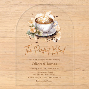 De Perfecte Blend Coffee Trouwkoppels Bruiloft Acryl Uitnodigingen