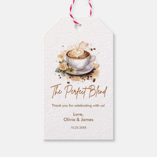 De Perfecte Blend Coffee Trouwkoppels Bruiloft Cadeaulabel (Voorkant)