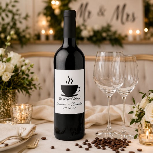 De Perfecte Blend Koffie Bruiloft Wijn Etiket