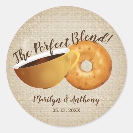 De perfecte blend koffie en bagel | Weddenschap Ronde Sticker (Voorkant)