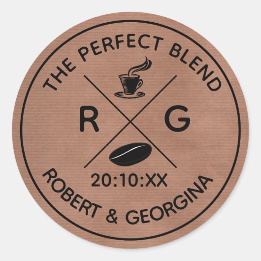 De perfecte blend Kraft Paper Coffee Weddenschap Ronde Sticker (Voorkant)