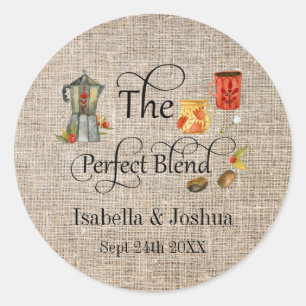De Perfecte Blend Rustieke Whimsicale Trouwkoffie Ronde Sticker