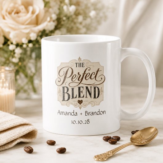 De Perfecte Blend Vintage Lettering Bruiloft Koffiemok