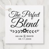 De perfecte blend zwarte typografie bloem bruiloft bedankjes labels (Voorkant)