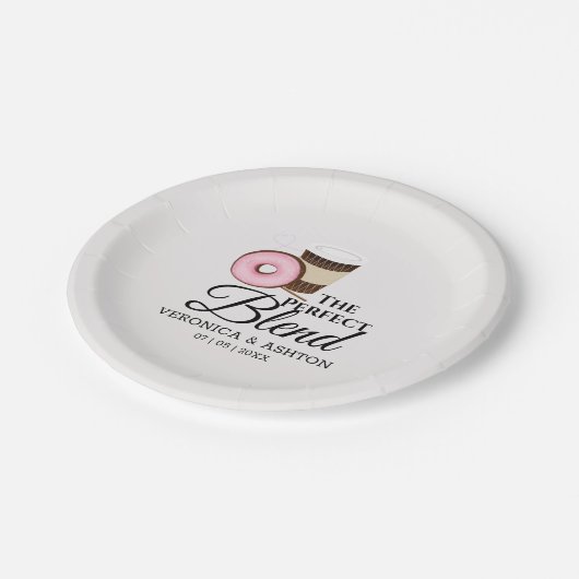 De perfecte blendkoffie en donut | Weddenschap Papieren Bordje (Gekanteld)