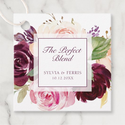 De perfecte combinatie Moody Plum Floral Wedding Bedankjes Labels (Voorkant)