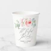 De perfecte combinatie van elegante roze bloemen papieren bekers (Achterkant)