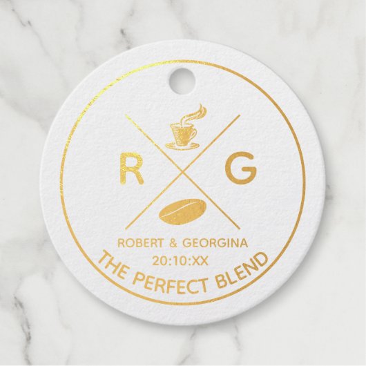 De perfecte combinatie van moderne koffie-weddensc bedankjes labels (Voorkant)