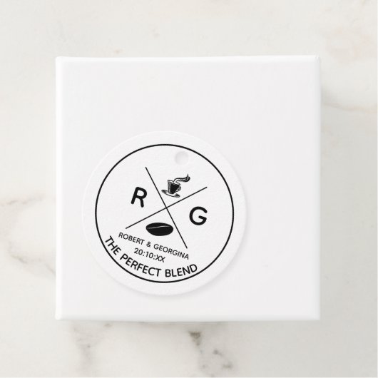De perfecte combinatie van moderne koffie-weddensc bedankjes labels (In situ)