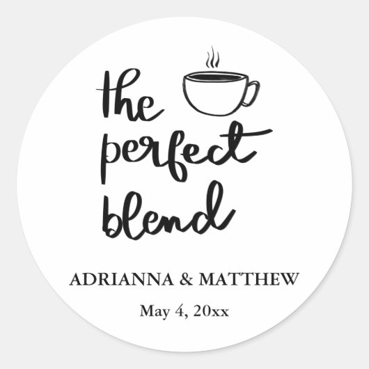 De perfecte combinatie van moderne koffie-weddensc ronde sticker (Voorkant)