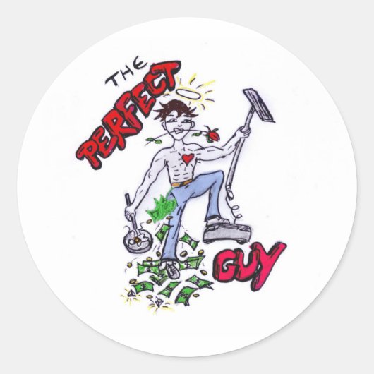 De perfecte man ronde sticker (Voorkant)