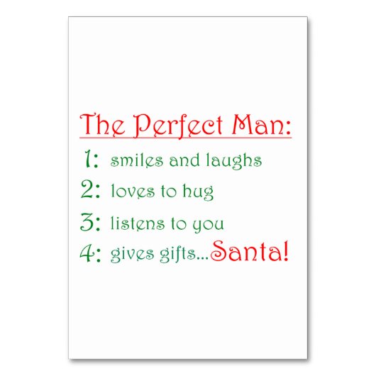 De perfecte Man-tafel kaart (Voorkant)