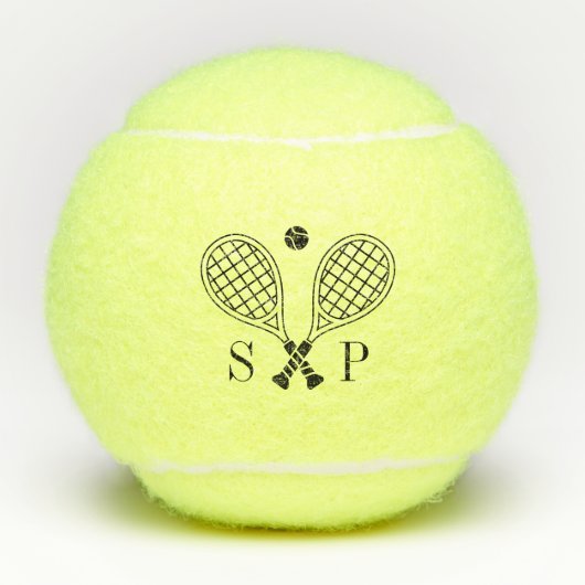 De perfecte match aangepaste naam Logo Monogram Tennisballen (Voorkant)