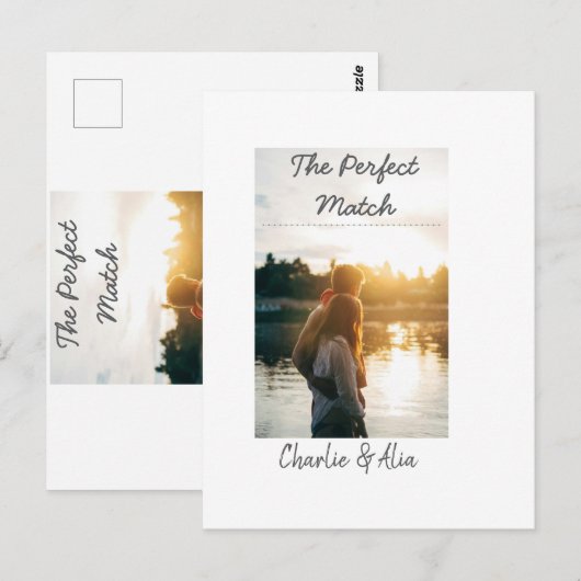 De perfecte match bruidspaar foto modern toevoegen briefkaart (Voorkant / Achterkant)