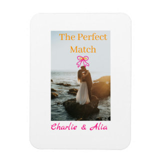 De perfecte match bruiloft paar foto retro roze magneet