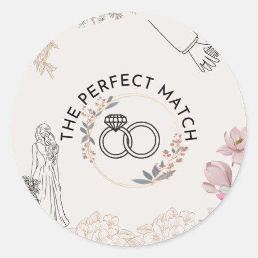 De perfecte match bruiloft ronde sticker (Voorkant)