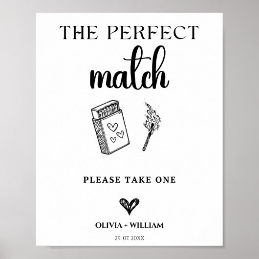 De perfecte match bruiloft teken poster (Voorkant)