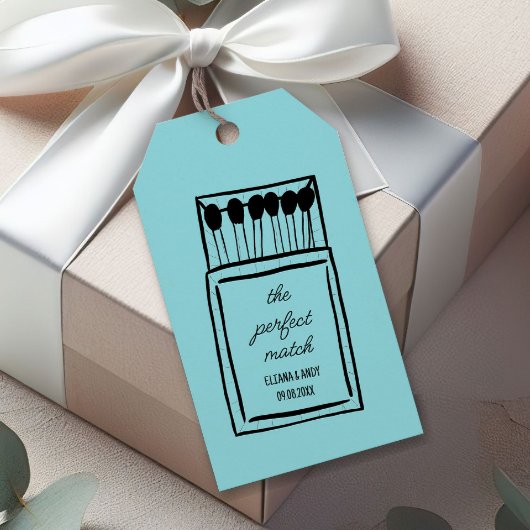 De perfecte match Doodle Matchbook bruiloft gunst Cadeaulabel