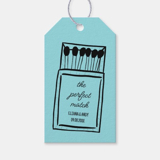 De perfecte match Doodle Matchbook bruiloft gunst Cadeaulabel (Voorkant)