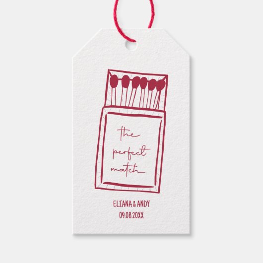 De perfecte match Doodle Matchbook bruiloft gunst Cadeaulabel (Voorkant)