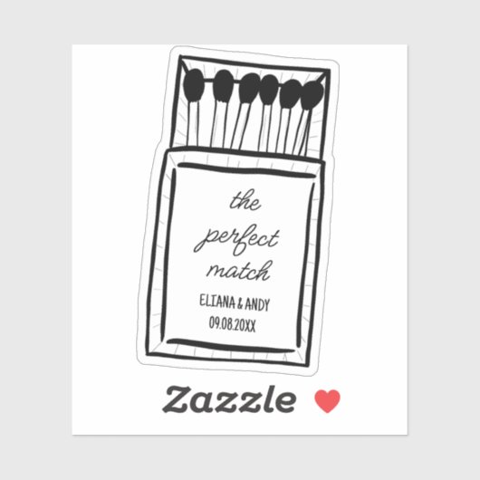 De perfecte match Doodle Romantische Custom Weddin Sticker (Vel)