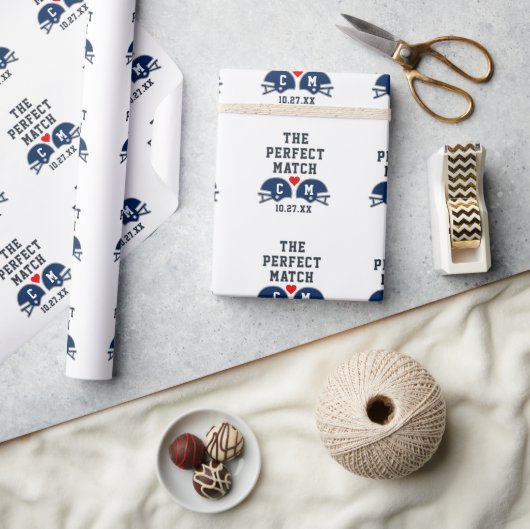 De perfecte match Football bruiloft monogram Cadeaupapier (Crafts)