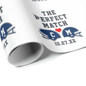 De perfecte match Football bruiloft monogram Cadeaupapier (Rol Hoek)
