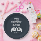 De perfecte match Football bruiloft monogram Papieren Bordje (Feest)