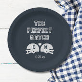 De perfecte match Football bruiloft monogram Papieren Bordje