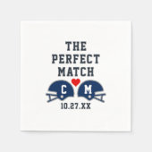 De perfecte match Football bruiloft monogram Servet (Voorkant)