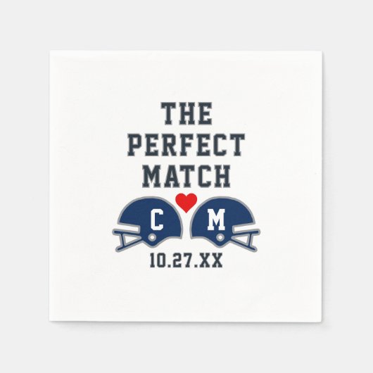De perfecte match Football bruiloft monogram Servet (Voorkant)