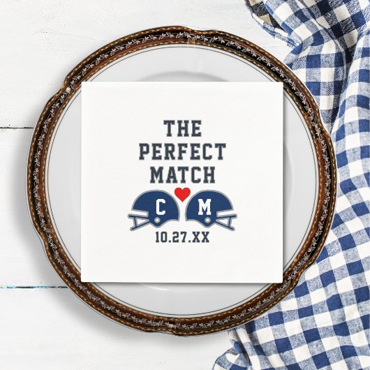 De perfecte match Football bruiloft monogram Servet