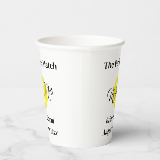 De perfecte match geweldige tennis thema bruiloft papieren bekers (Rechts)