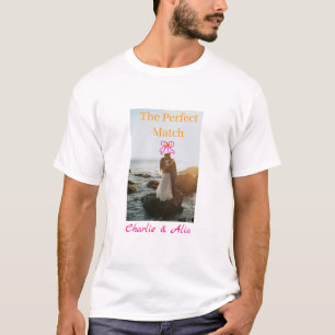 De perfecte match huwelijks koppel foto retro roze t-shirt
