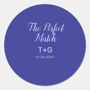 De perfecte match koningsblauw luxe voeg koppel na ronde sticker
