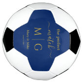 De Perfecte Match Monogram Koppel Naam Marineblauw Voetbal (Gedraaid)