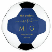 De Perfecte Match Monogram Koppel Naam Marineblauw Voetbal (Voorkant)