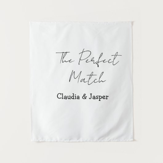 De perfecte match naam eenvoudig koppel trouwen wandkleed (Voorkant)