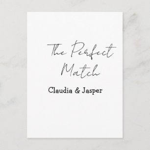 De perfecte match naam eenvoudig paar trouwen briefkaart
