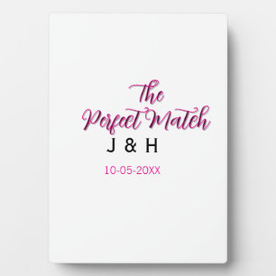 De perfecte match roze zwart naam datum trouw cou fotoplaat