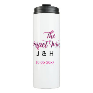 De perfecte match roze zwart naam datum trouw cou thermosbeker