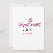 De perfecte match roze zwart naam datum trouwkoppe kaart (Achterkant)