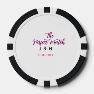 De perfecte match roze zwart naam datum trouwkoppe poker chips