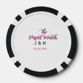 De perfecte match roze zwart naam datum trouwkoppe poker chips (Achterkant)