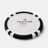 De perfecte match roze zwart naam datum trouwkoppe poker chips (Enkel)